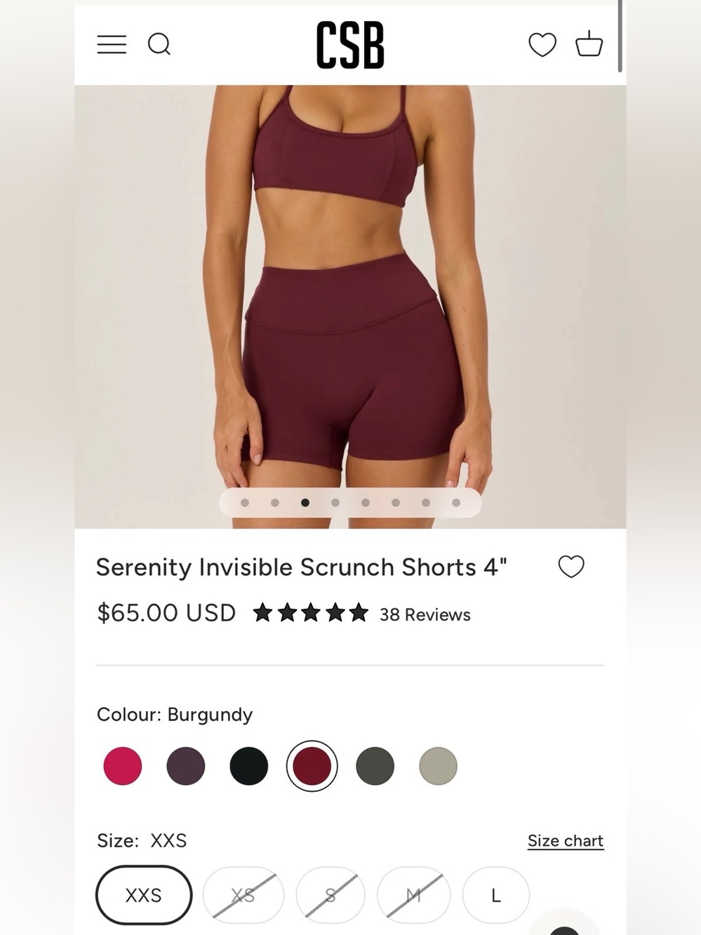 CSB burgundy shorts size XS